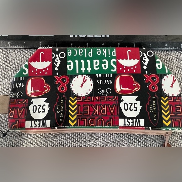 CHALOU Seattle Themed Cosmetic Bag - Black and Red - Picture 12 of 16